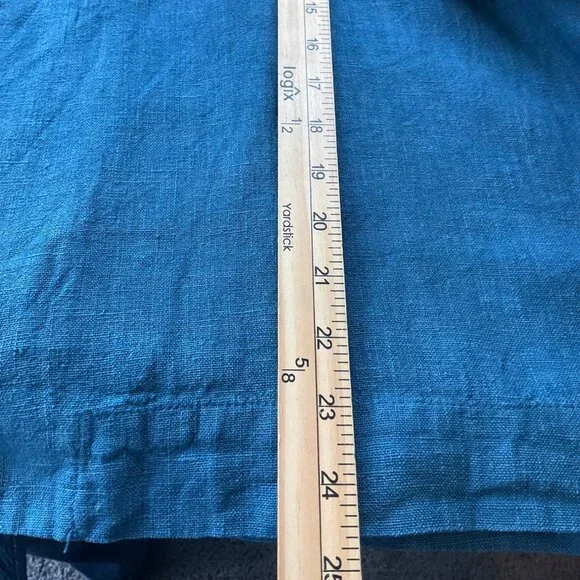 Bryn Walker Womens XL Linen Jacket Blue Teal Turquoise Made In USA Lagenlook - Picture 9 of 12